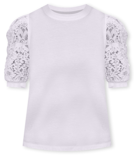 Women's Mixed Media Lace-Sleeve Top