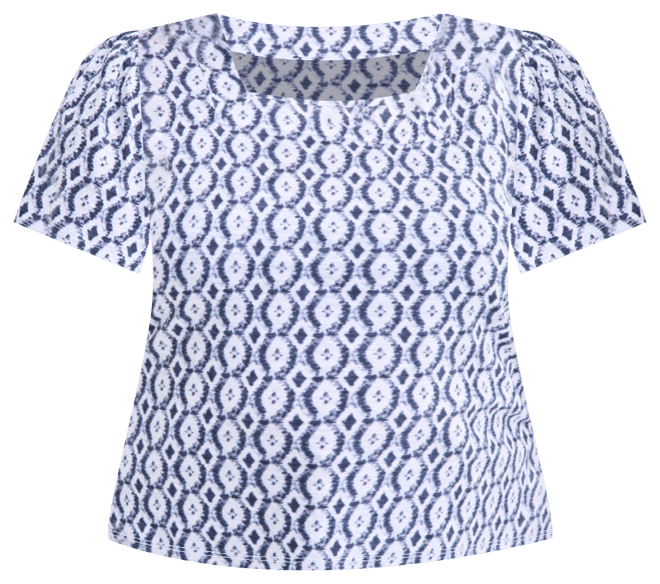 Style & Co Plus Size Printed Square-Neck Short-Sleeve Top