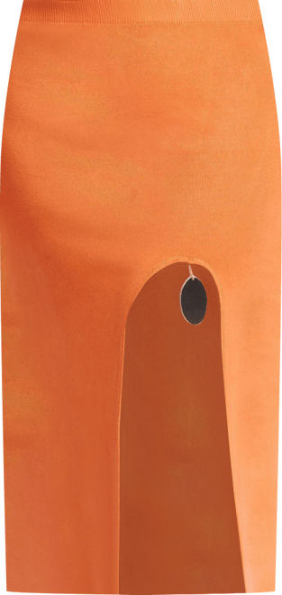 Women's Plus Size Knit Skirt With Slit And Hardware