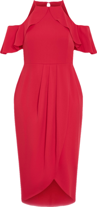 Plus Size Love Siren Ruffle Shoulder Dress