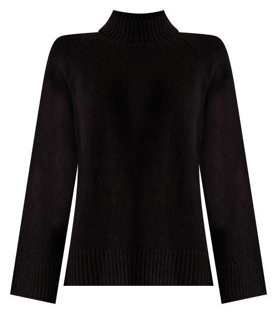 Recycled Poly Blend High Neck Knit in Black