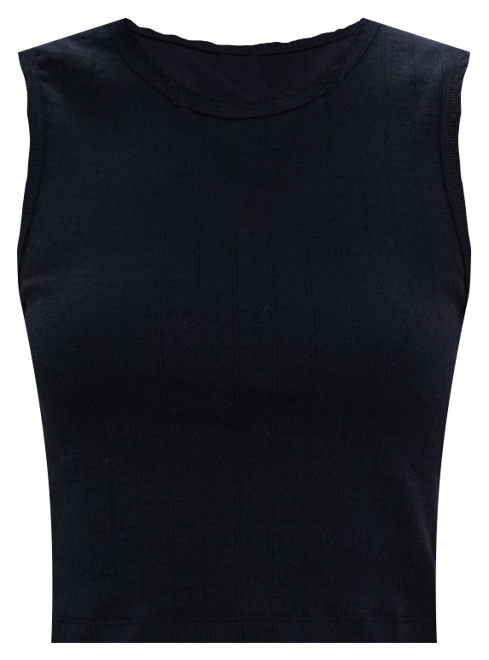 Black Pointelle Sleeveless Crew