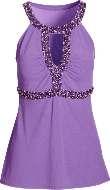 Gem Embellished Halter Top Amethyst Orchid