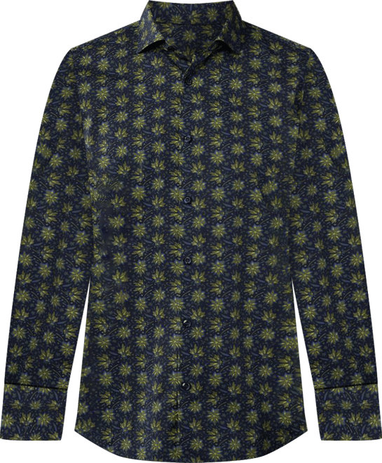 Men's Navy Green Blue Shirt