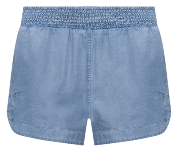 Women's Chambray High Rise Dolphin-Hem Shorts