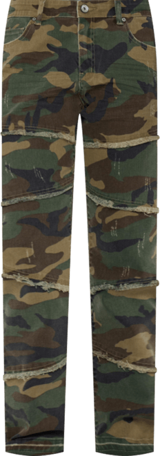 Men's Printed Pieced Fringed Stacked Jeans