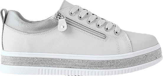 Sneaker in White/Silver Leather