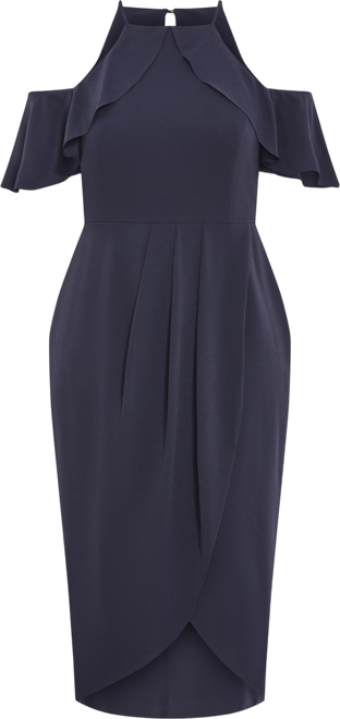 Plus Size Love Siren Ruffle Shoulder Dress