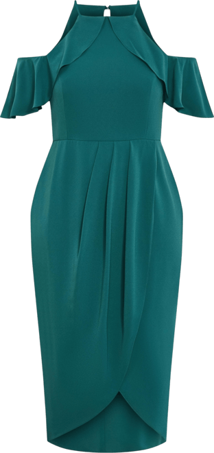 Plus Size Love Siren Ruffle Shoulder Dress