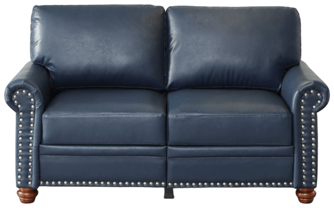 Streamdale Navy Faux Leather Sofa Loveseat Silver Nails
