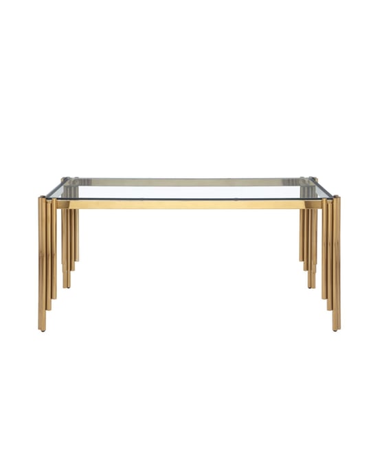 Streamdale 65" Rectangle Glass Dining Table with Gold Legs