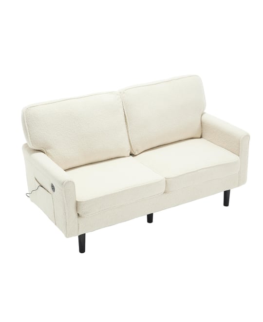 Streamdale Mid Century Modern Loveseat with Usb, Removable Covers (Beige)