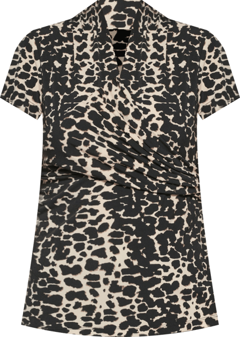 Petite Animal-Print Draped Surplice Blouse, Created for Macy's