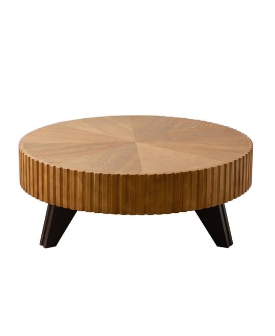 Streamdale 35.4 "Round Retro Coffee Table, Coffee Table Suitable For Coffee and Home Decor, Natural