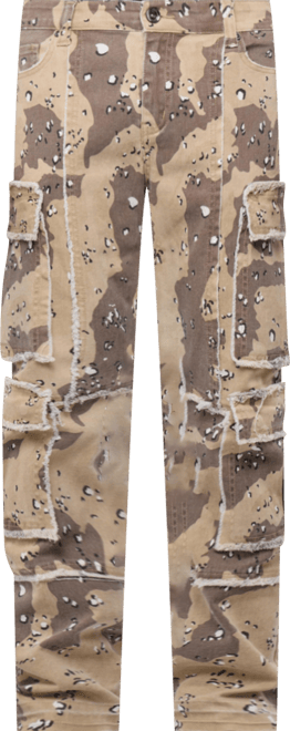 Men's Printed Cargo Pocket Denim Jeans