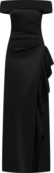 Women's Off-The-Shoulder Ruffled Side-Slit Gown