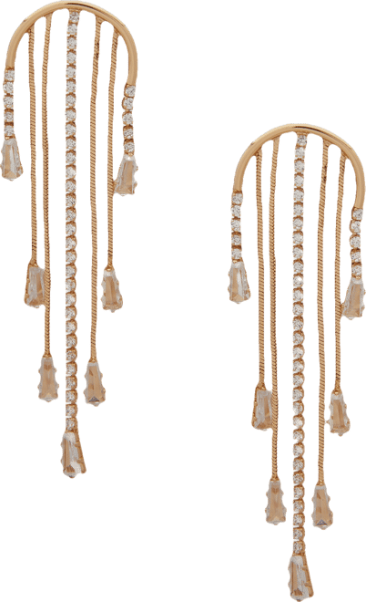 Gold-Tone Cubic Zirconia Snake Chain Chandelier Earrings