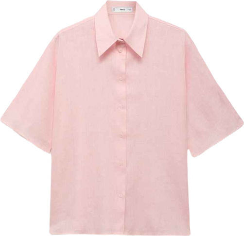 Women's Short Sleeve Linen-Blend Shirt