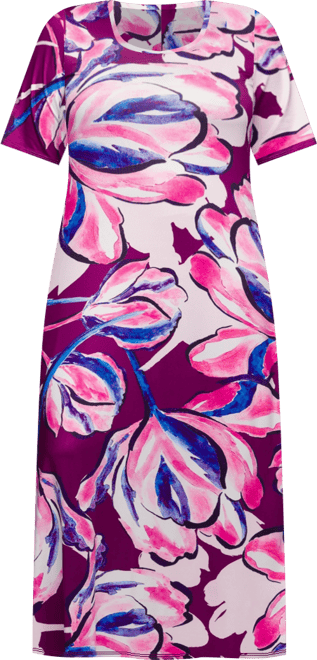 Plus Size Print Elbow Sleeve Casual A-Line Maxi Dress