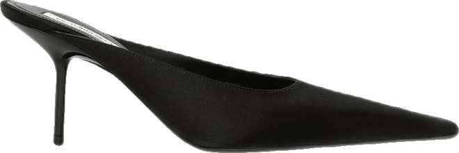 Sloan Stiletto Mule In Black Satin