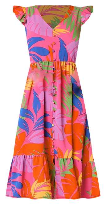 52seven Womens Short Sleeve Floral Midi Fit + Flare Dress Petite