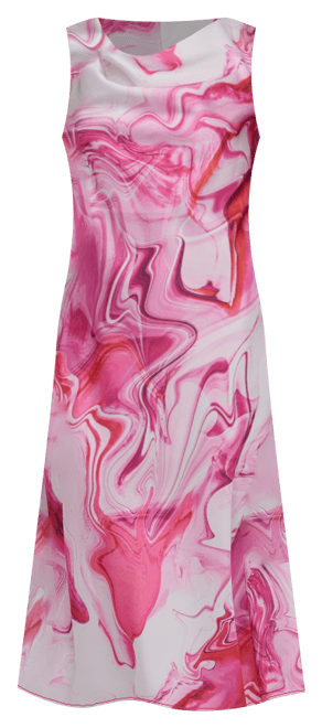 DKNY Women's Abstract-printed Cowlneck Sleeveless Midi Dress
