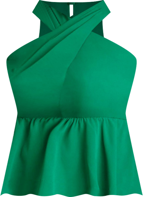 Women's Plus Size Halter Top With Peplum