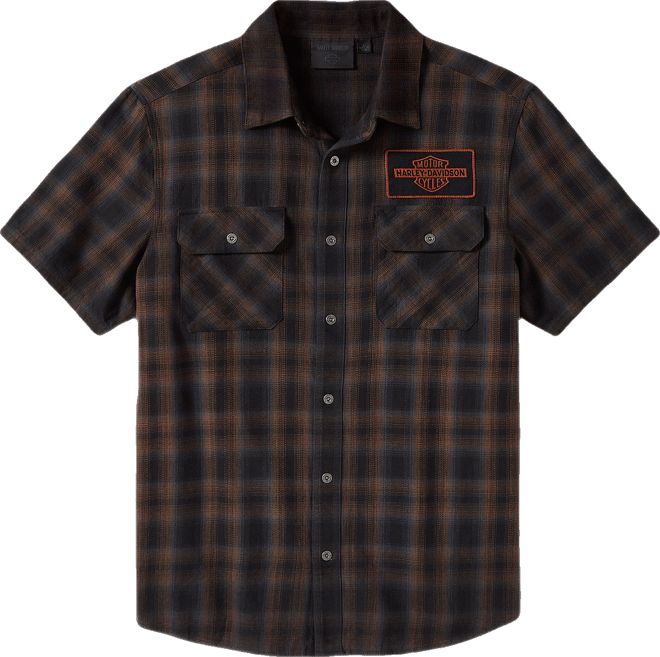 Men's Bar & Shield Plaid Short Sleeve Shirt