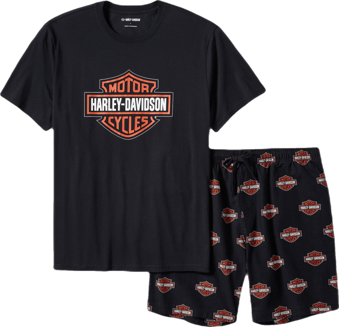 Men's Bar & Shield Print Pajama Shorts Set