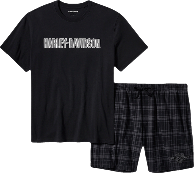 Men's Plaid Pajama Shorts Set