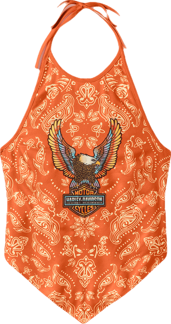 Women's Neon Eagle Paisley Bandana Halter