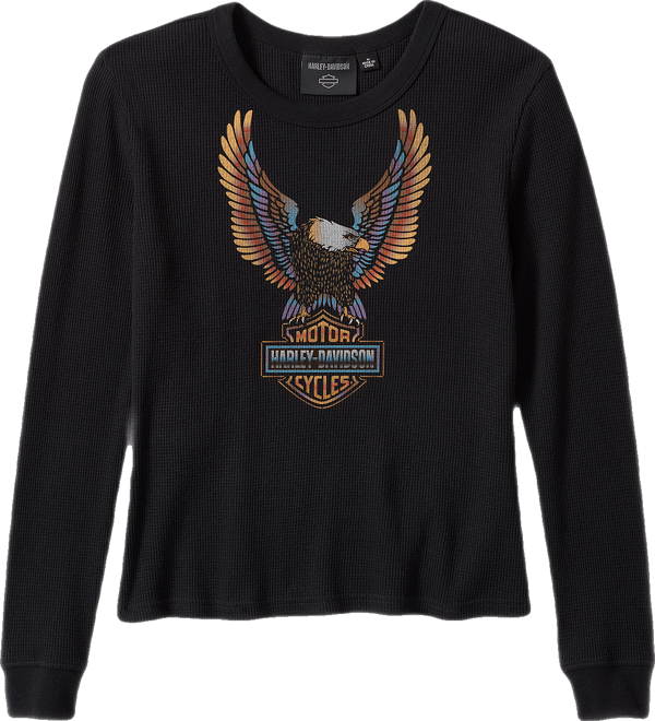 Women's Neon Eagle Distressed Waffle Knit Long Sleeve