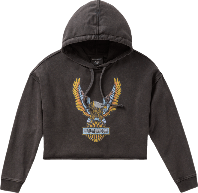 Women's Neon Eagle Cropped Pullover Hoodie
