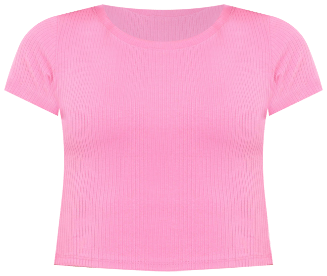 BOZZOLO Juniors Soft Ribbed Crew Neck Crop Top
