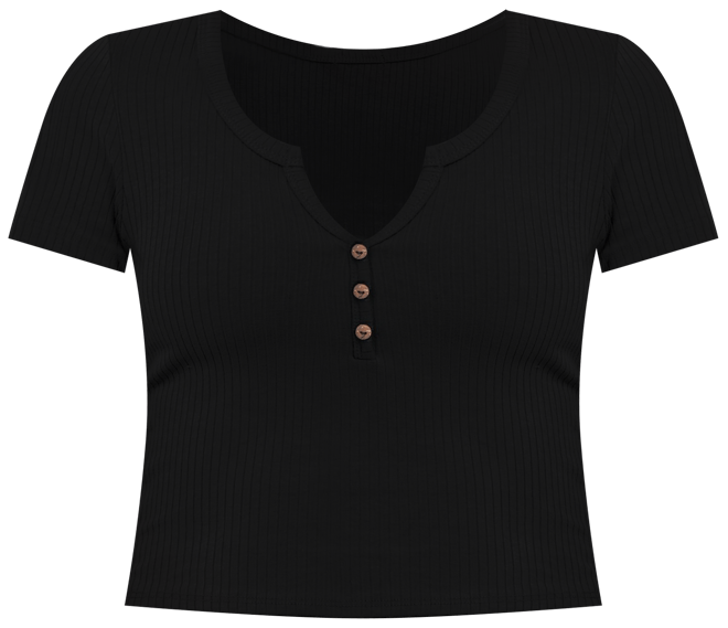 Bozzolo Juniors Ribbed Henley Crop Top