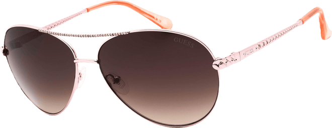 Guess Womens Aviator Rosegold Sunglasses