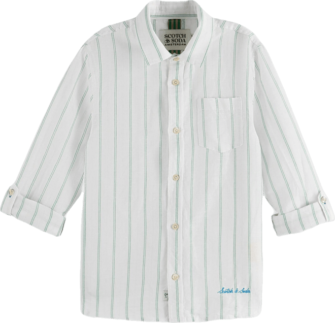 Little and Big Boys Linen Blend Long Sleeved Shirt