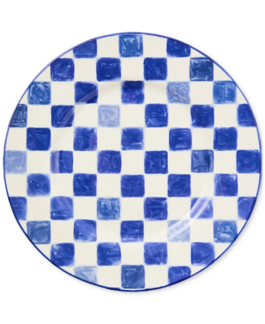 Indigo Check Dinner Plate