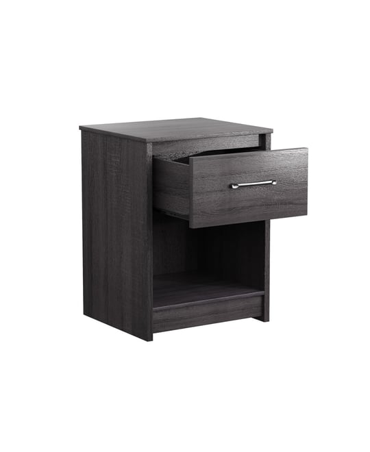 Wooden Nightstand with Drawer and Open Storage Compartment