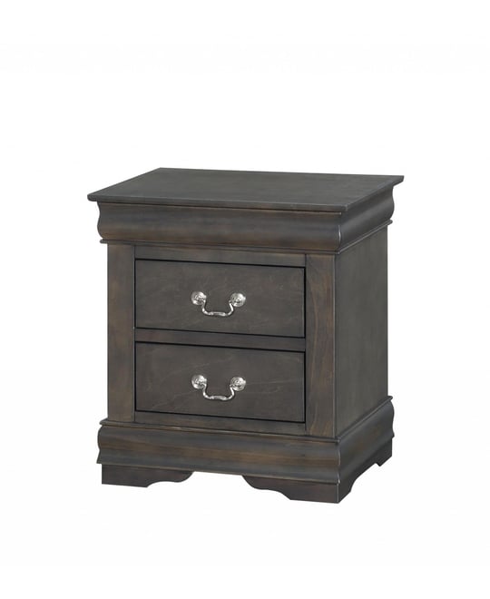 Two Drawer Nightstand for Bedroom Storage and Bedside Organization