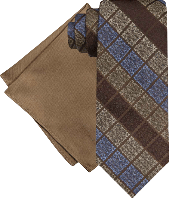 Men's Gradient Squares Tie & Solid Pocket Square Set