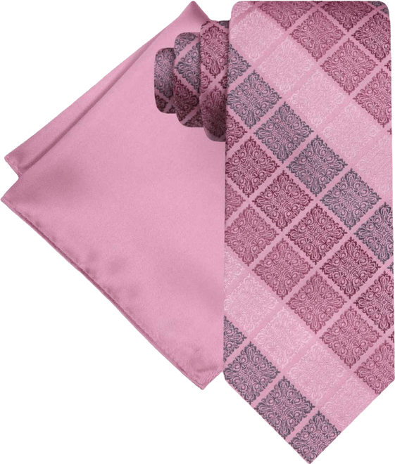 Men's Gradient Squares Tie & Solid Pocket Square Set