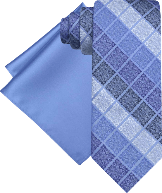 Men's Gradient Squares Tie & Solid Pocket Square Set