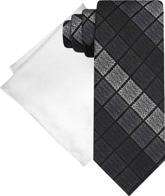 Men's Gradient Squares Tie & Solid Pocket Square Set