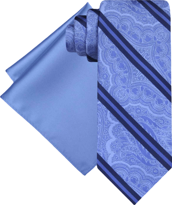 Men's Stripe Paisley Tie & Solid Pocket Square Set