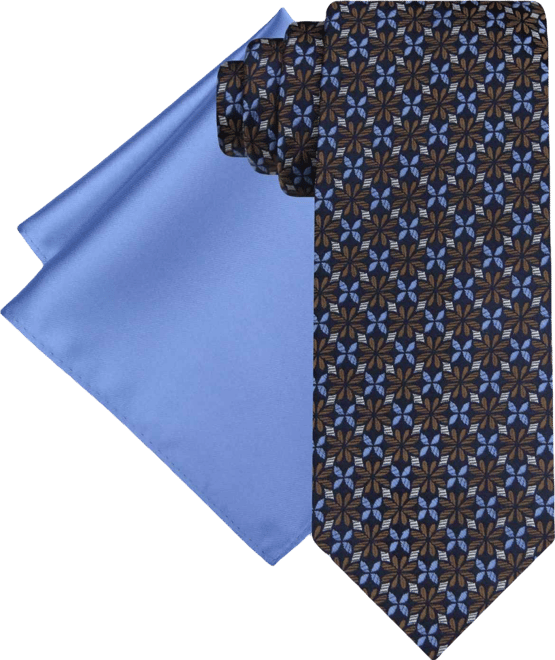 Men's Medallion Tie & Solid Pocket Square Set