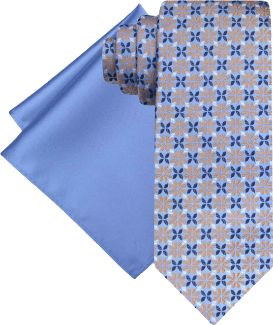 Men's Medallion Tie & Solid Pocket Square Set