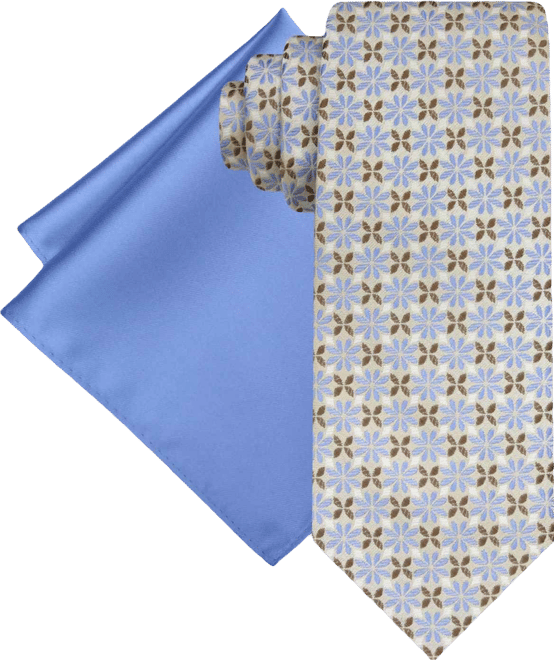 Men's Medallion Tie & Solid Pocket Square Set