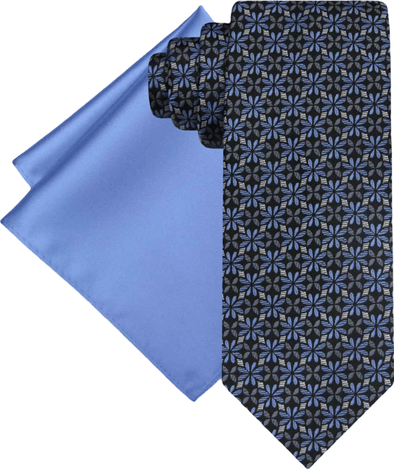 Men's Medallion Tie & Solid Pocket Square Set