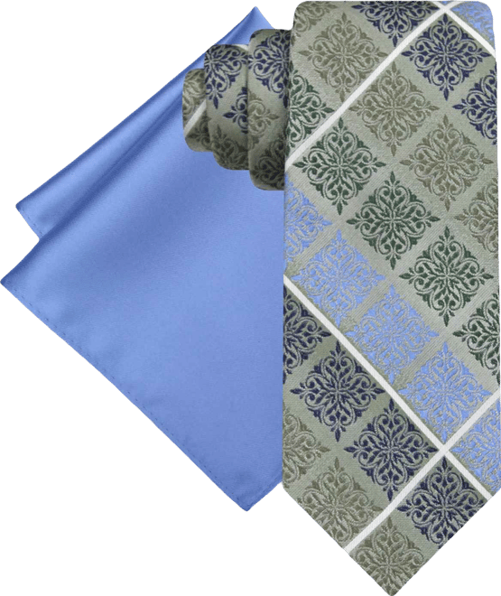 Men's Medallion Tie & Solid Pocket Square Set